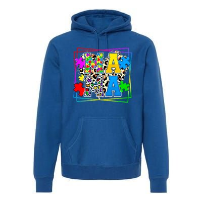 Puzzle Mama Autism Awareness Melanin Autism Leopard Mama Gift Premium Hoodie