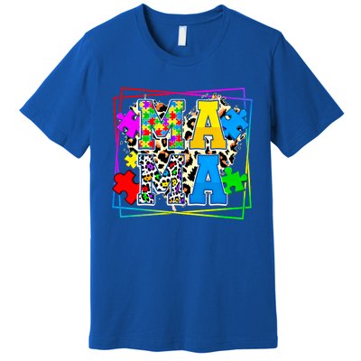 Puzzle Mama Autism Awareness Melanin Autism Leopard Mama Gift Premium T-Shirt