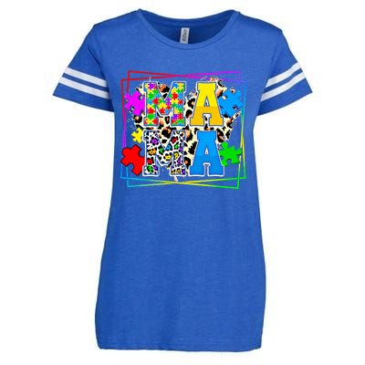 Puzzle Mama Autism Awareness Melanin Autism Leopard Mama Gift Enza Ladies Jersey Football T-Shirt