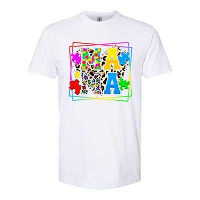 Puzzle Mama Autism Awareness Melanin Autism Leopard Mama Gift Softstyle® CVC T-Shirt