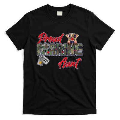 Proud Marine Aunt Personalize Dog Tags T-Shirt