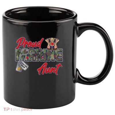 Proud Marine Aunt Personalize Dog Tags 11oz C Handle Ceramic Mug