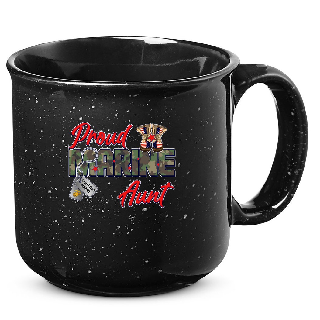 Proud Marine Aunt Personalize Dog Tags 15oz Campfire Ceramic Mug