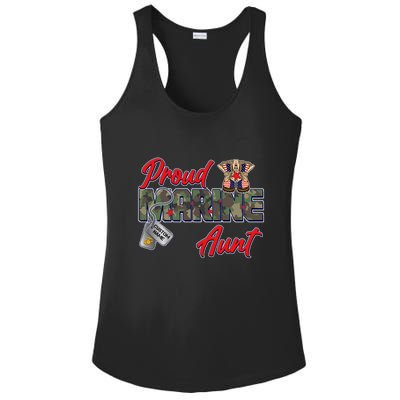 Proud Marine Aunt Personalize Dog Tags Ladies PosiCharge Competitor Racerback Tank