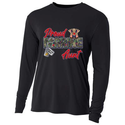 Proud Marine Aunt Personalize Dog Tags Cooling Performance Long Sleeve Crew