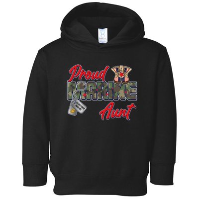 Proud Marine Aunt Personalize Dog Tags Toddler Hoodie