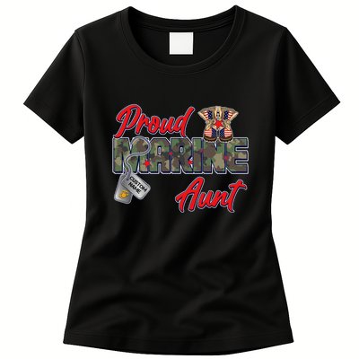 Proud Marine Aunt Personalize Dog Tags Womens T-Shirt
