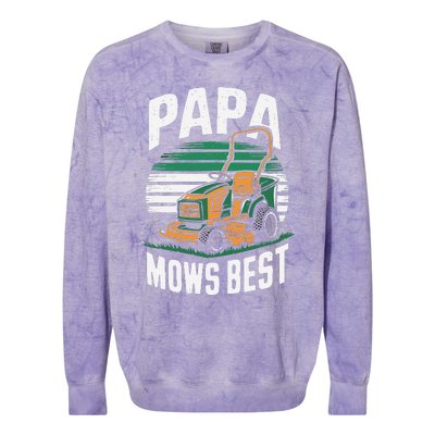 Papa Mows Best Lawn Care Papa Humor Colorblast Crewneck Sweatshirt