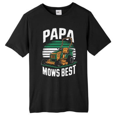 Papa Mows Best Lawn Care Papa Humor Tall Fusion ChromaSoft Performance T-Shirt