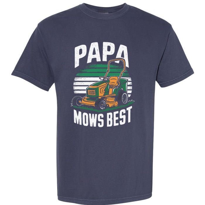 Papa Mows Best Lawn Care Papa Humor Garment-Dyed Heavyweight T-Shirt