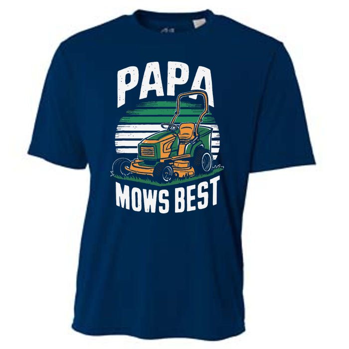 Papa Mows Best Lawn Care Papa Humor Cooling Performance Crew T-Shirt