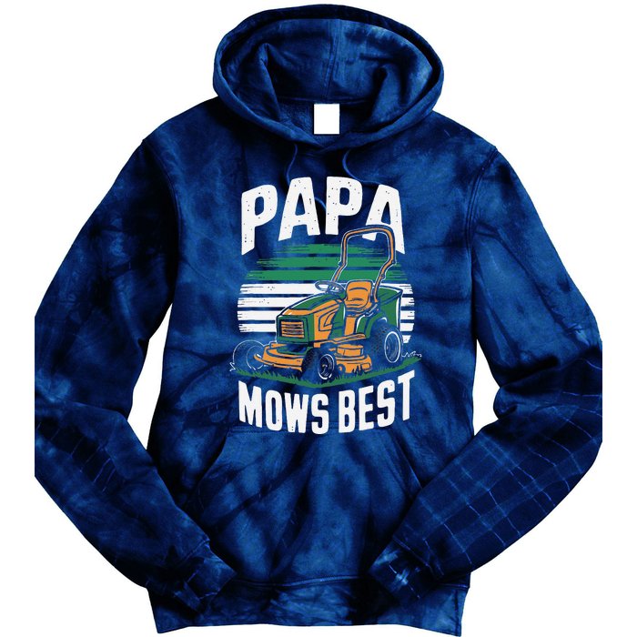 Papa Mows Best Lawn Care Papa Humor Tie Dye Hoodie