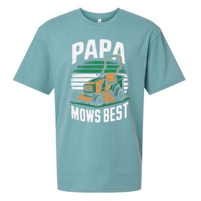 Papa Mows Best Lawn Care Papa Humor Sueded Cloud Jersey T-Shirt