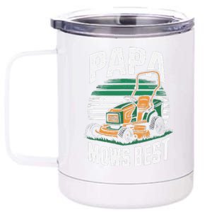 Papa Mows Best Lawn Care Papa Humor 12 oz Stainless Steel Tumbler Cup