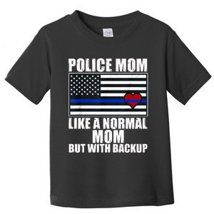 Police Mom Blue Line Flag Heart Toddler T-Shirt