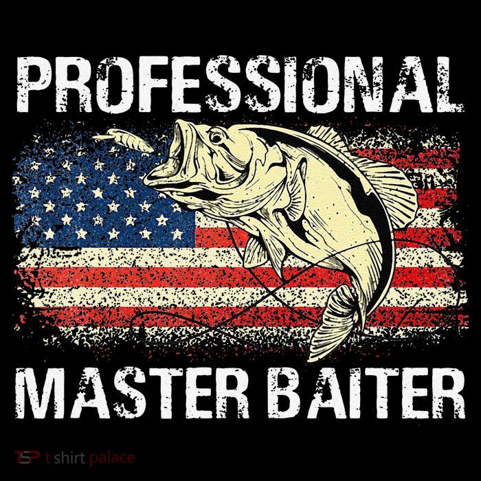 Professional Master Baiter Retro American Flag Funny Fishing T-Shirt