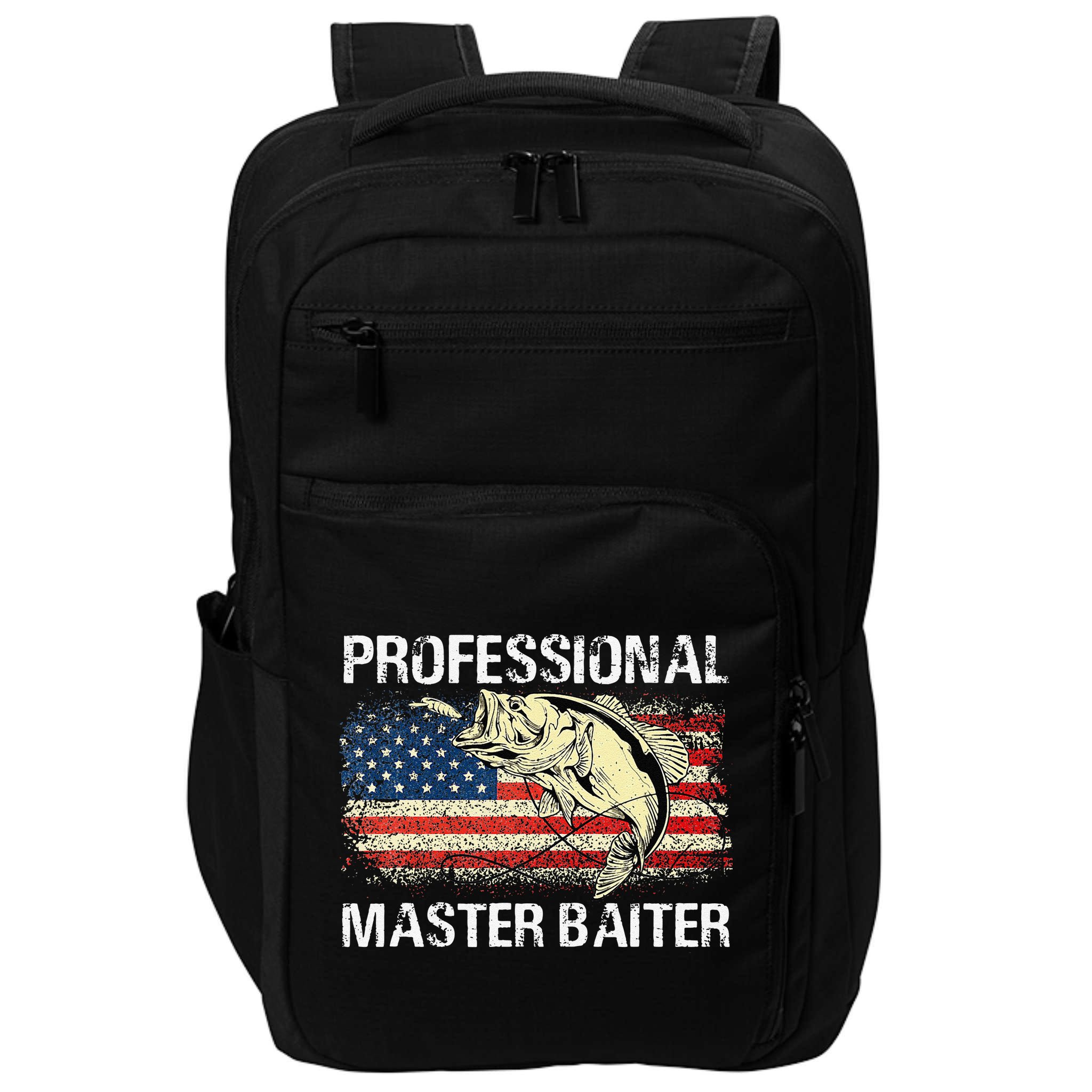 Professional Master Baiter Retro American Flag Funny Fishing Impact Tech Backpack