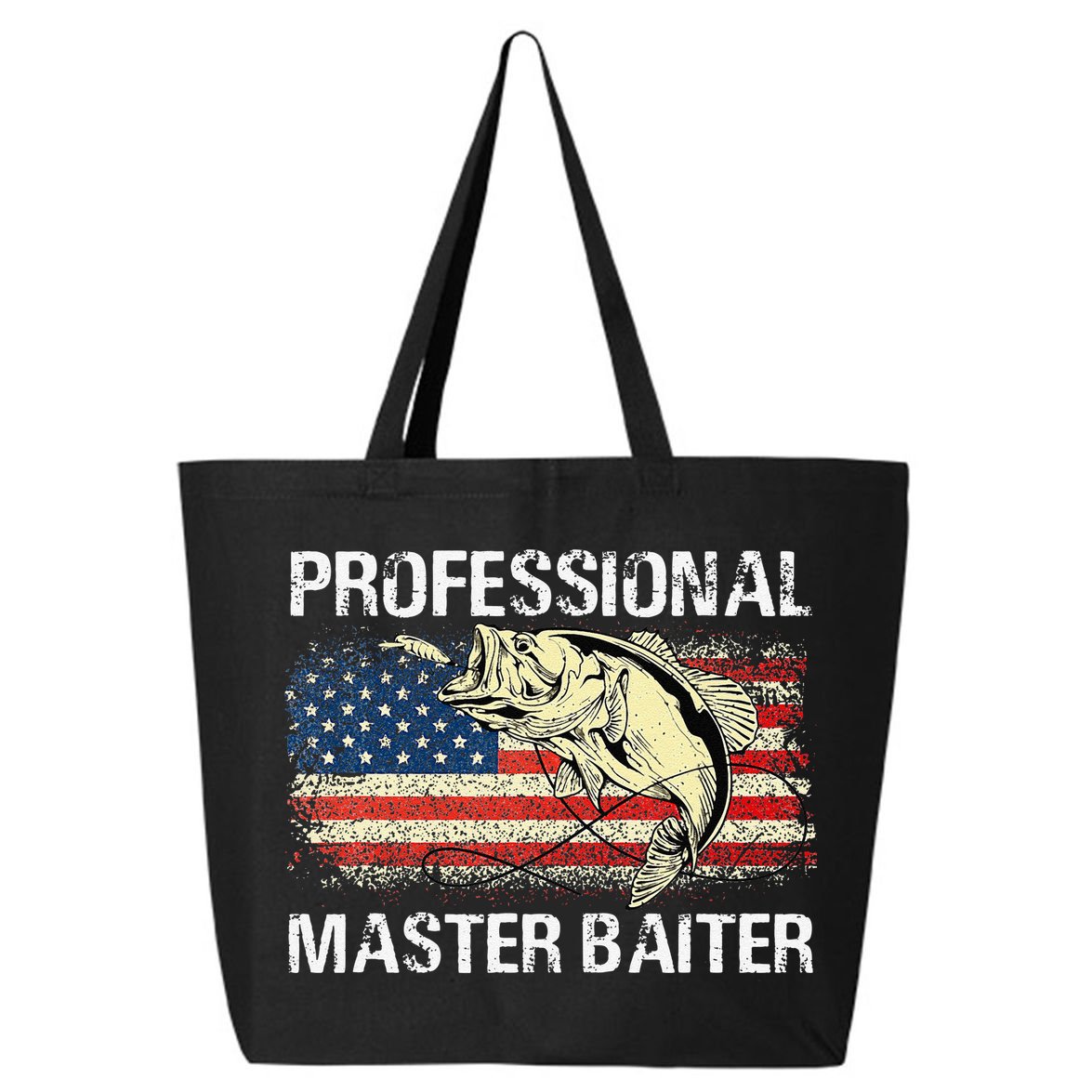 Professional Master Baiter Retro American Flag Funny Fishing 25L Jumbo Tote