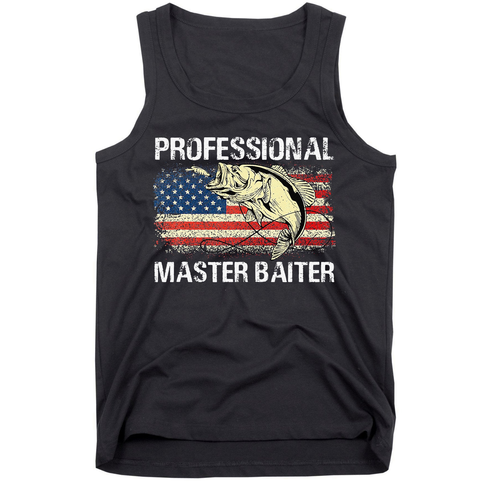Professional Master Baiter Retro American Flag Funny Fishing Tank Top
