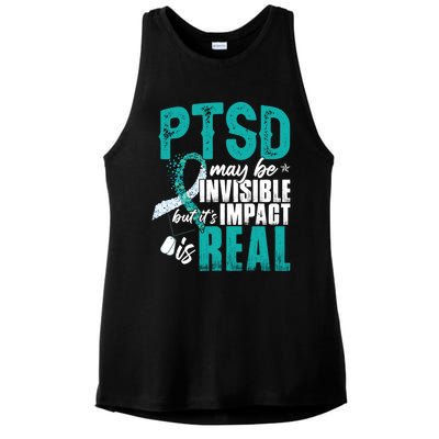 Ptsd May Be Invisible Ptsd Awareness Month Cool Gift Ladies PosiCharge Tri-Blend Wicking Tank