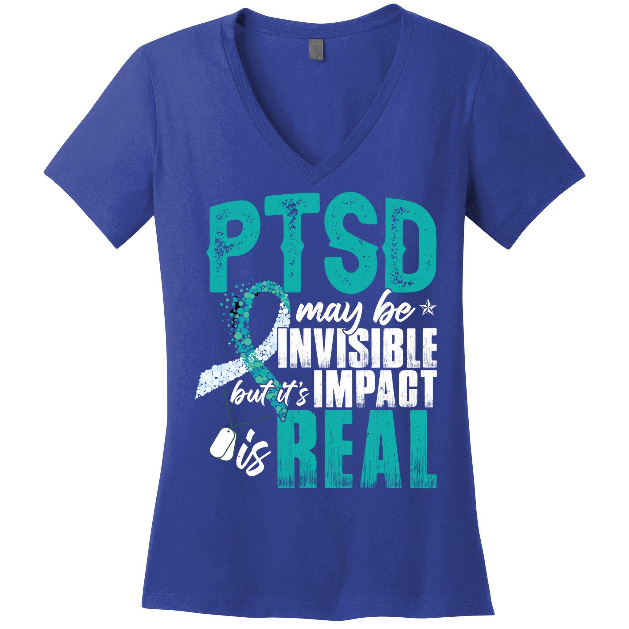 Ptsd May Be Invisible Ptsd Awareness Month Cool Gift Women's V-Neck T-Shirt