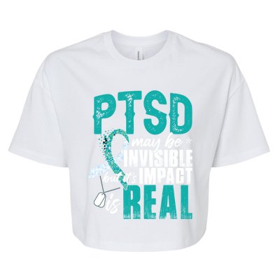 Ptsd May Be Invisible Ptsd Awareness Month Cool Gift Bella+Canvas Jersey Crop Tee