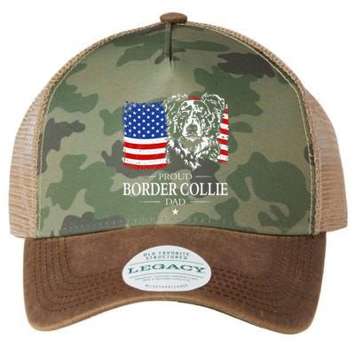 Proud Merle Border Collie Dad American Flag Patriotic Dog Legacy Tie Dye Trucker Hat