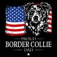 Proud Merle Border Collie Dad American Flag Patriotic Dog Flat Bill Trucker Hat