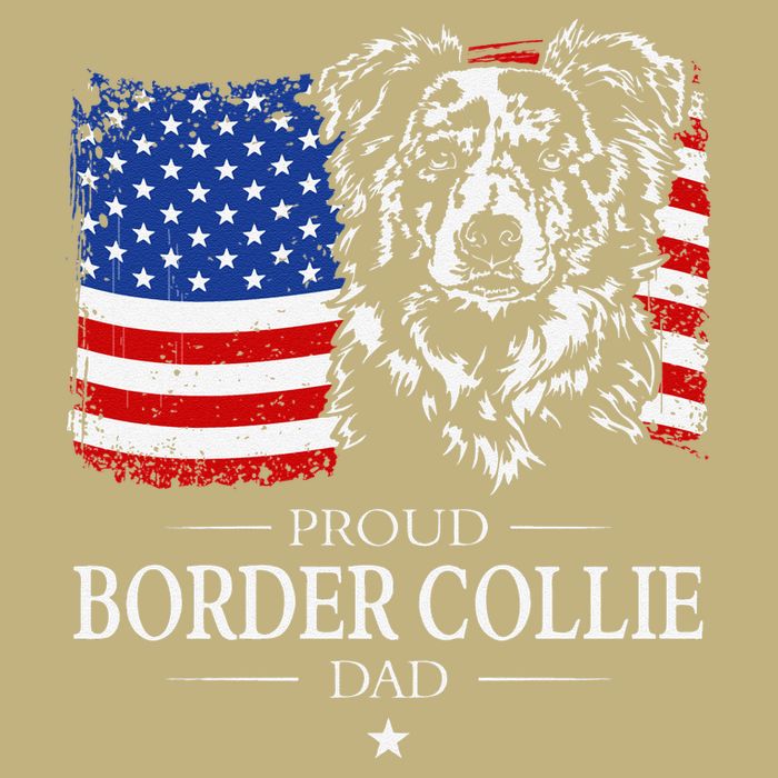 Proud Merle Border Collie Dad American Flag Patriotic Dog Cooling Performance Crew T-Shirt