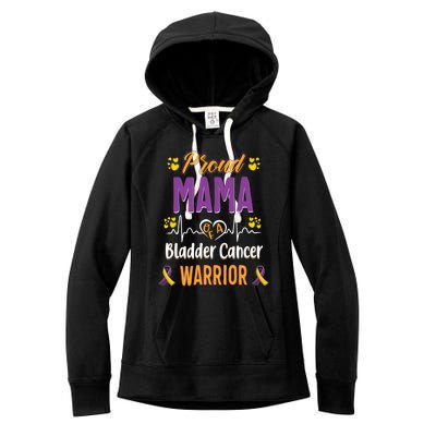 Proud Mama Bladder Cancer Warrior Awareness Ribbon Great Gift Women's Fleece Hoodie