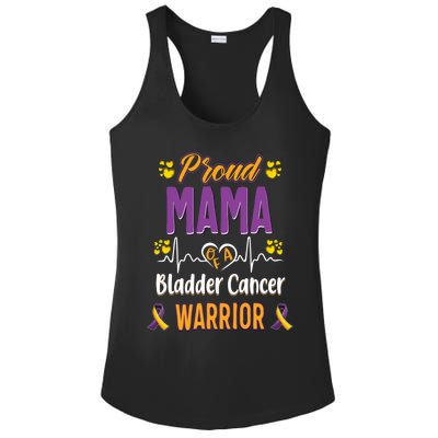 Proud Mama Bladder Cancer Warrior Awareness Ribbon Great Gift Ladies PosiCharge Competitor Racerback Tank