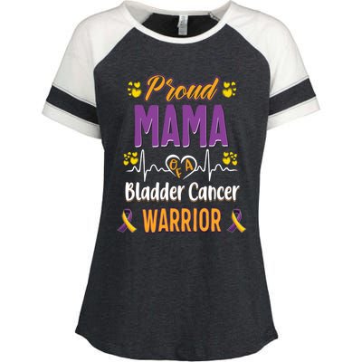 Proud Mama Bladder Cancer Warrior Awareness Ribbon Great Gift Enza Ladies Jersey Colorblock Tee