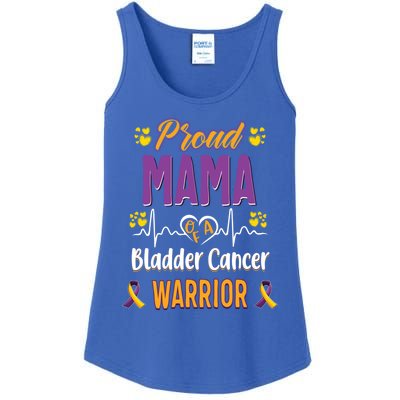 Proud Mama Bladder Cancer Warrior Awareness Ribbon Great Gift Ladies Essential Tank