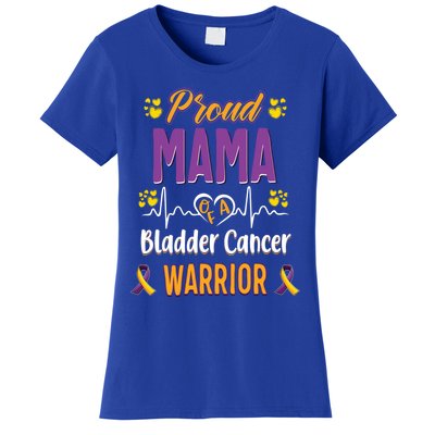 Proud Mama Bladder Cancer Warrior Awareness Ribbon Great Gift Women's T-Shirt