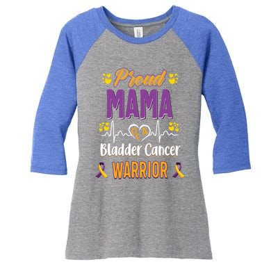 Proud Mama Bladder Cancer Warrior Awareness Ribbon Great Gift Women's Tri-Blend 3/4-Sleeve Raglan Shirt