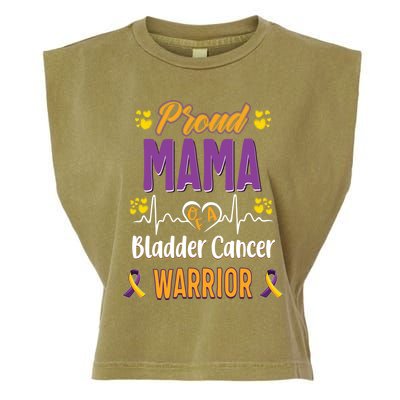 Proud Mama Bladder Cancer Warrior Awareness Ribbon Great Gift Garment-Dyed Women's Muscle Tee