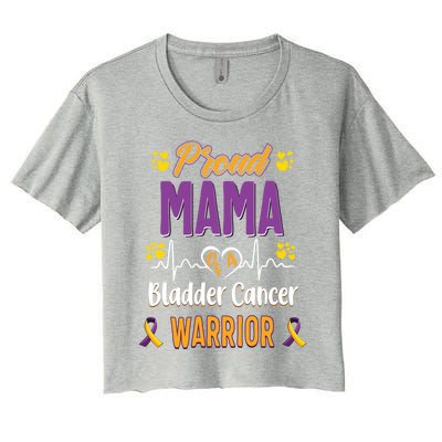 Proud Mama Bladder Cancer Warrior Awareness Ribbon Great Gift Women's Crop Top Tee