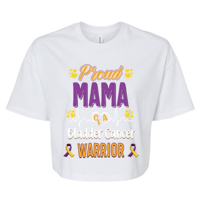 Proud Mama Bladder Cancer Warrior Awareness Ribbon Great Gift Bella+Canvas Jersey Crop Tee