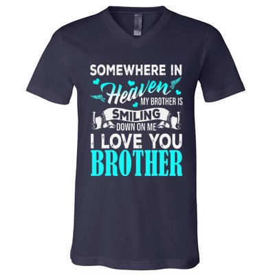 Proud My Brother In Heaven Happy Father Day Proud Of Brother V-Neck T-Shirt