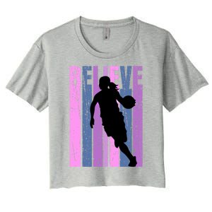 Purple Motivational Basketball Players Team Coaching Cool Gift Women's Crop Top Tee