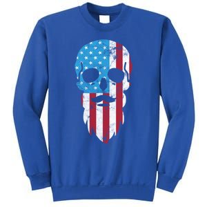 Patriotic Mustache Beard Skull July 4th Funny Gift Sweatshirt