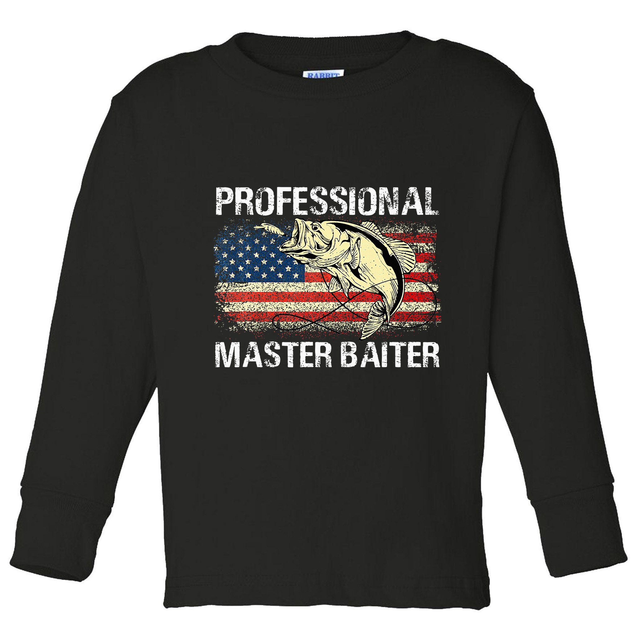 Professional Master Baiter Retro American Flag Toddler Long Sleeve Shirt