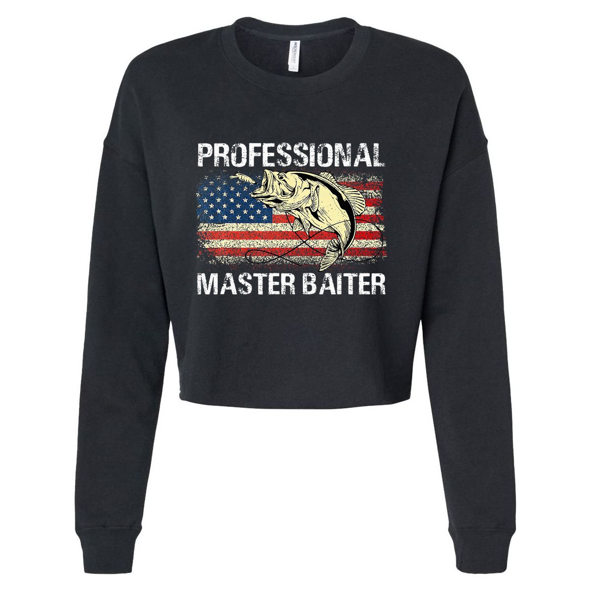 Professional Master Baiter Retro American Flag Cropped Pullover Crew