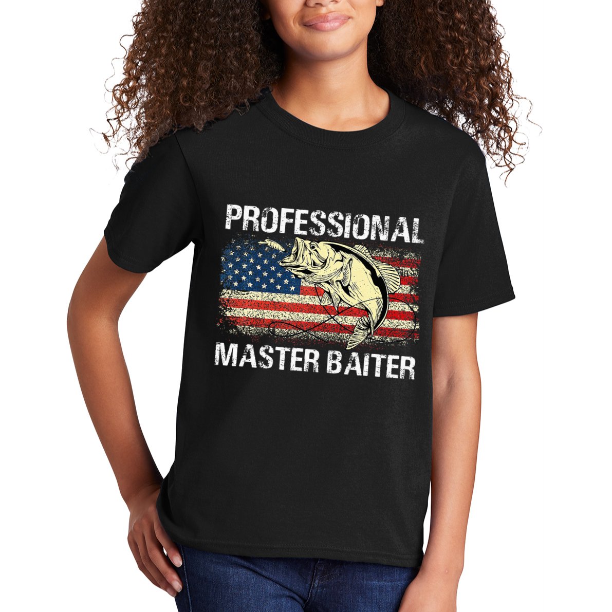 Professional Master Baiter Retro American Flag Kids T-Shirt