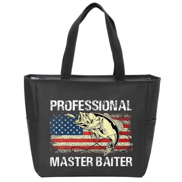 Professional Master Baiter Retro American Flag Zip Tote Bag