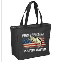 Professional Master Baiter Retro American Flag Zip Tote Bag