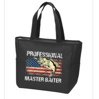 Professional Master Baiter Retro American Flag Zip Tote Bag