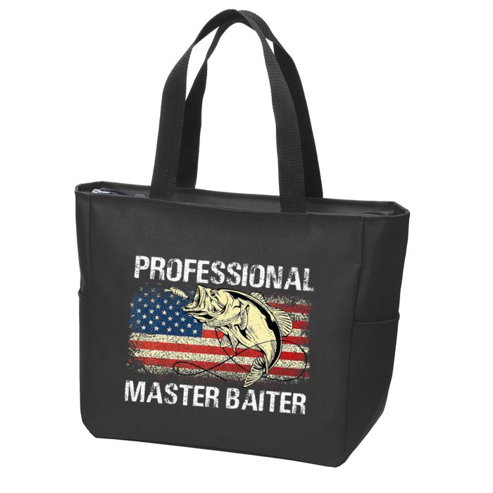 Professional Master Baiter Retro American Flag Zip Tote Bag
