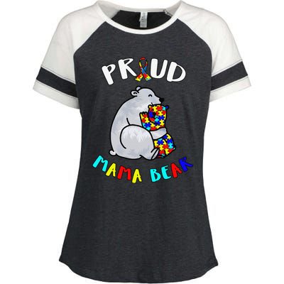 Proud Mama Bear Autism Awareness Day Autistic Month Enza Ladies Jersey Colorblock Tee