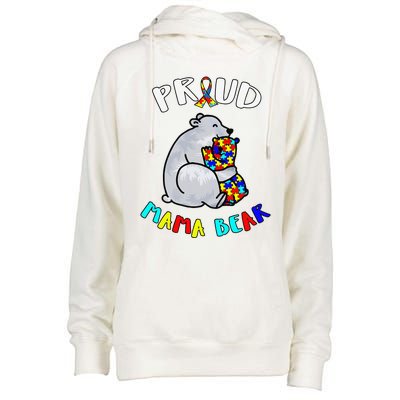 Proud Mama Bear Autism Awareness Day Autistic Month Womens Funnel Neck Pullover Hood